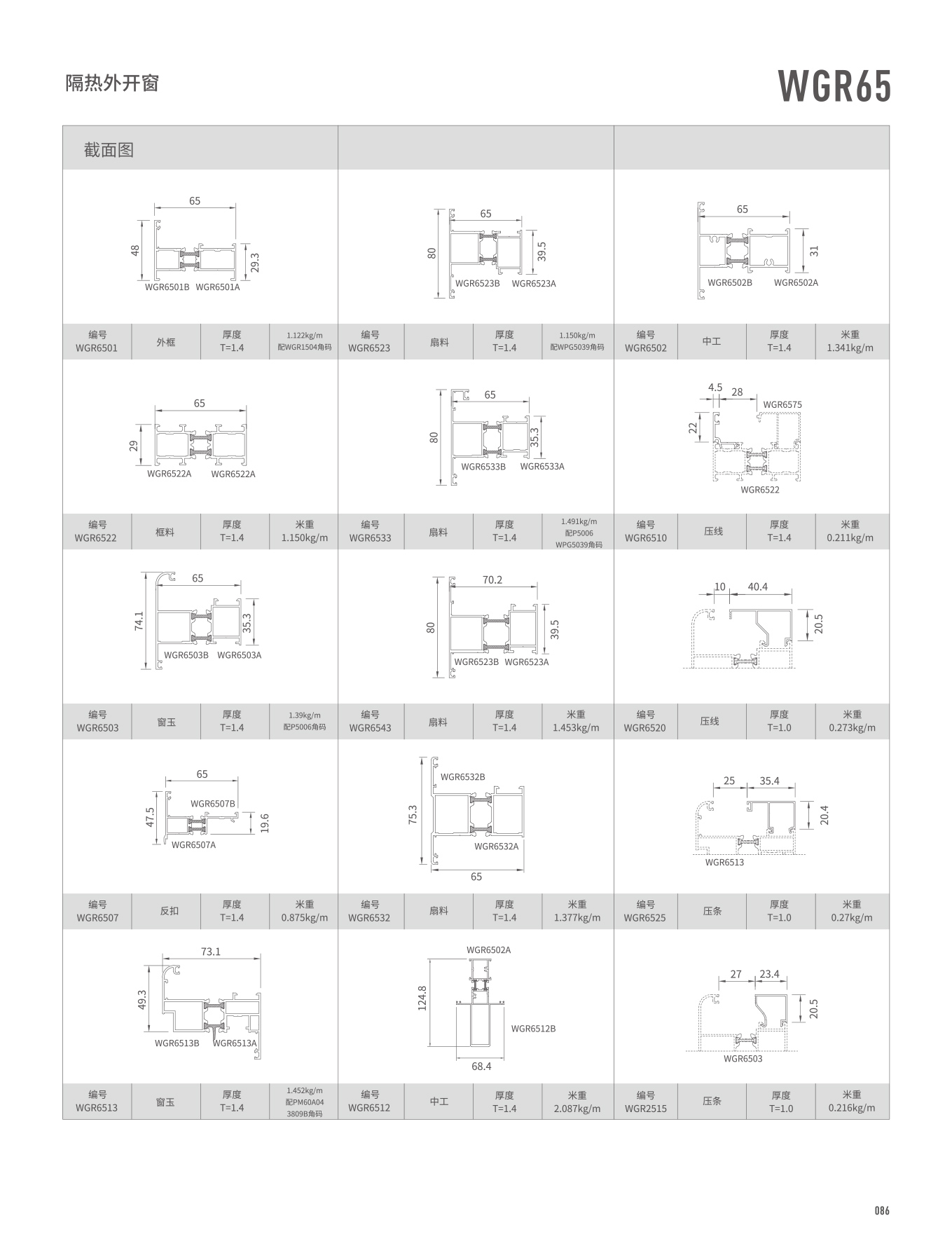 WGR65隔热平开门、窗