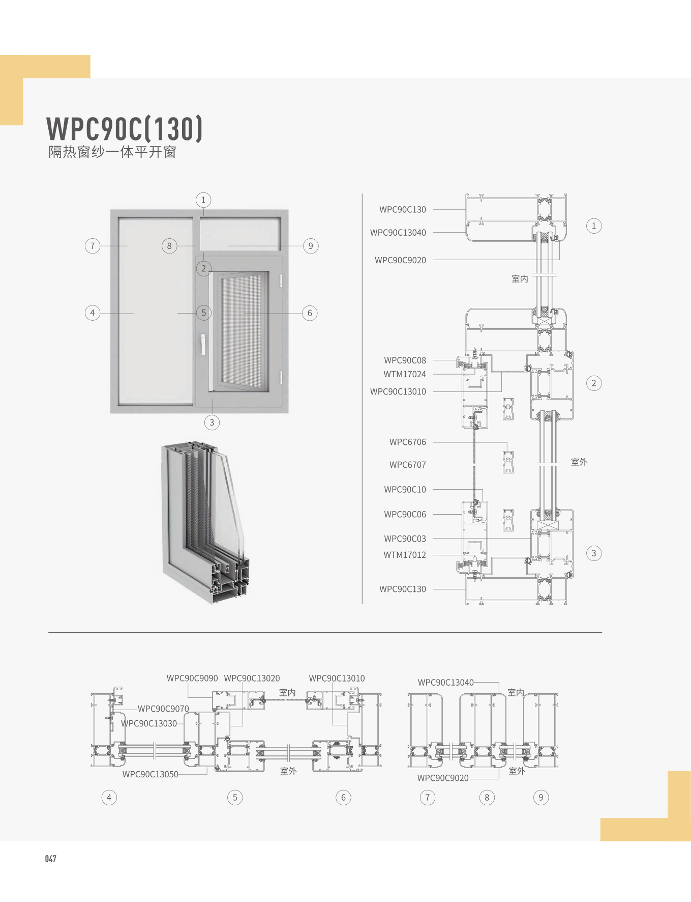 WPC90C隔热窗纱一体平开窗