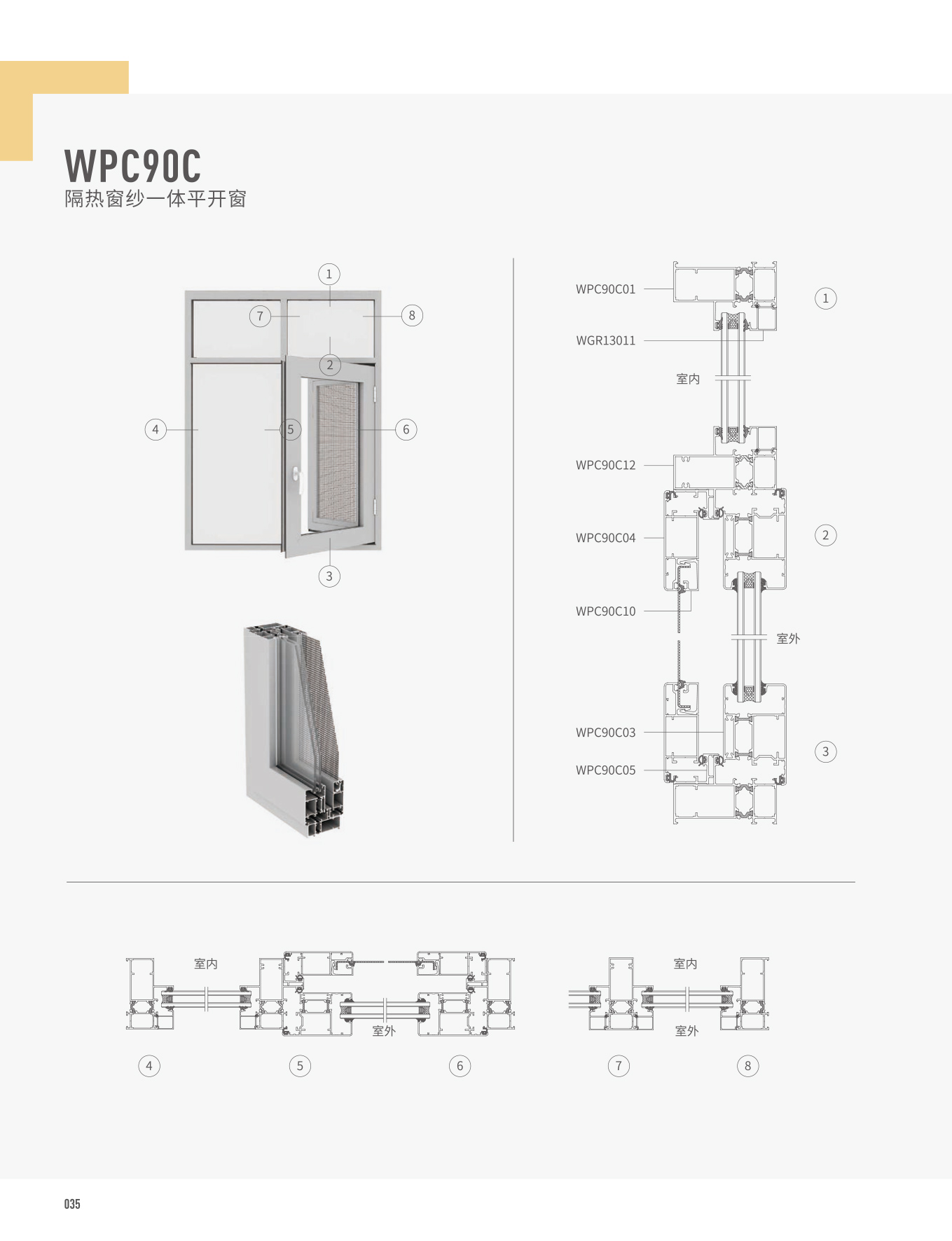 WPC90C隔热窗纱一体平开窗