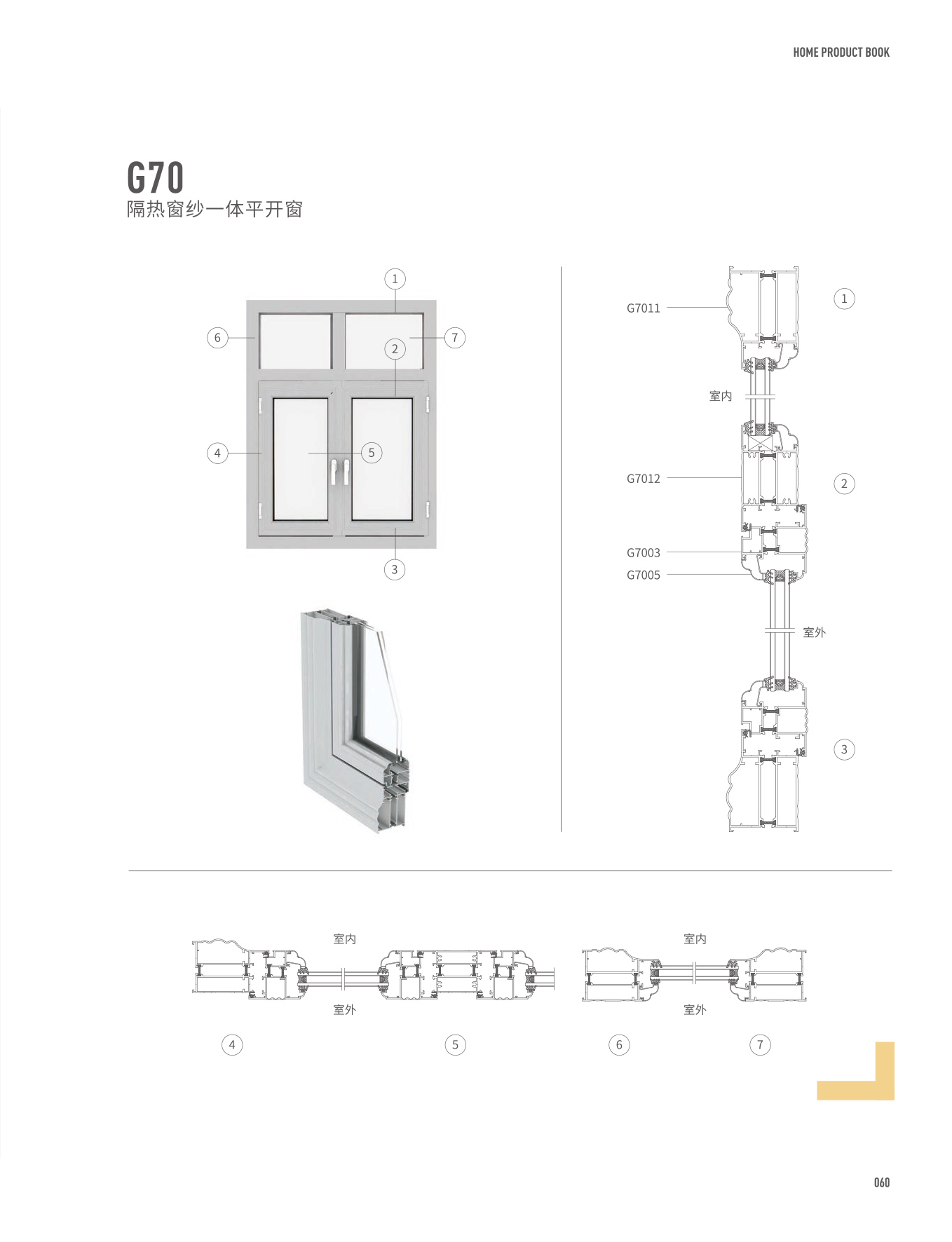 G70隔热窗纱一体平开窗